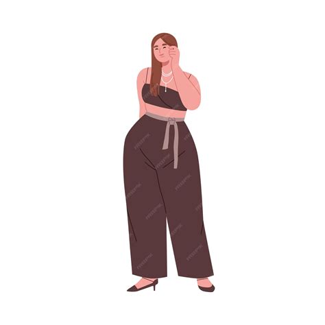 Premium Vector Chubby Plump Woman In Fashion Stylish Clothes Pretty