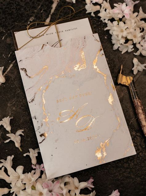 Luxury Gold Marble Wedding Invitations Glamour Golden Shine Wedding