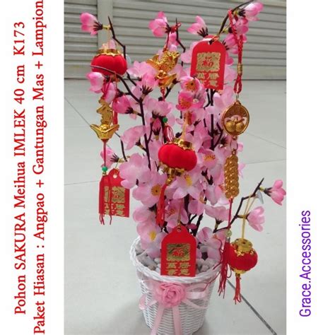 Jual Pohon Bunga Imlek Meihua Angpao Sincia Paket Aksesoris Shopee