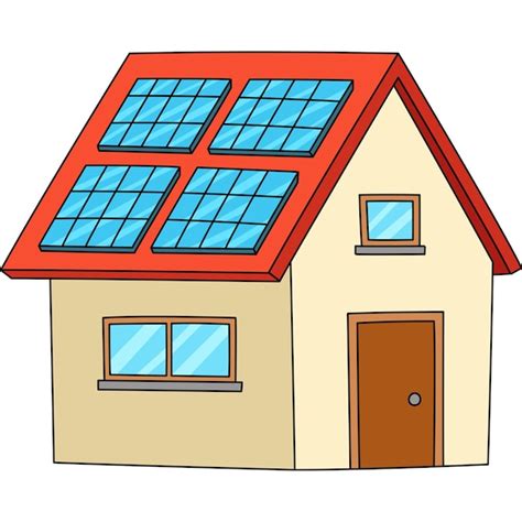 Solar Panel Haus Cartoon Farbige Cliparts Premium Vektor