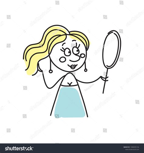 Beautiful Girl Looking Mirror Stock Vector Royalty Free 1306935154