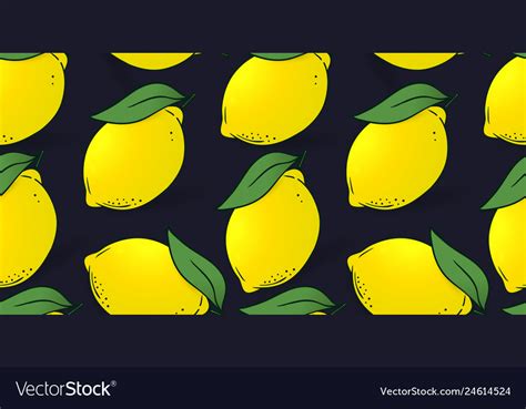 Seamless Pattern Lemons With Leaves Royalty Free Vector