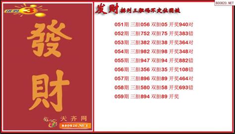 发财排列三2023059期胆码不定位图谜（原创）天齐网