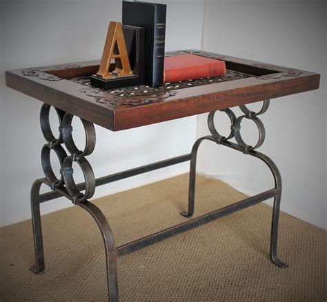 Handmade Antique Wrought Iron Wood And Iron End Table By Lone Tree