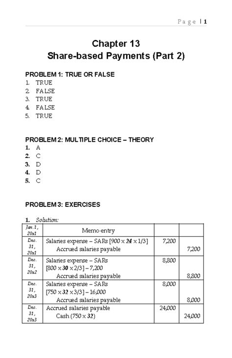 Sol Man Int Acc 2: Chapter 13 Payments - True/False & MCQs - Studocu