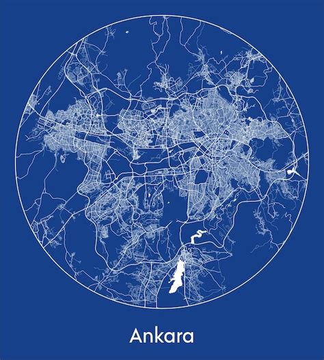 Premium Vector City Map Ankara Turkey Asia Blue Print Round Circle