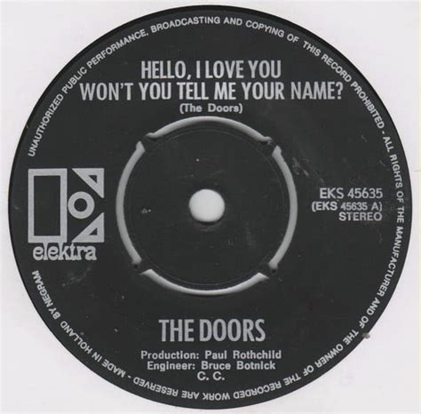 The Doors Hello I Love You Wont You Tell Me Your Name Vinylvlodrop