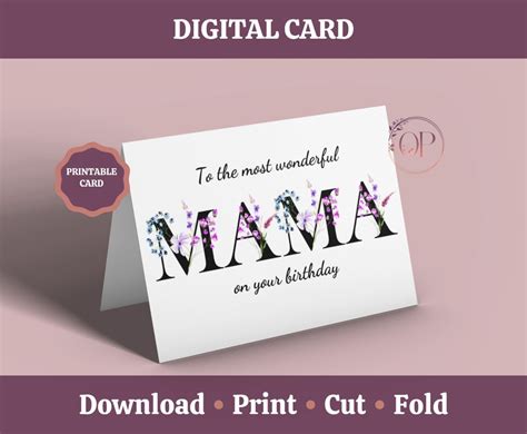 Mama Birthday Card, Printable Birthday Card Mama, Happy Birthday Mama ...