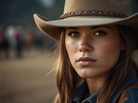 Premium Photo Close Up Outdoor Photo Of Beautiful Woman With Blond Hair In Cowboy Hat Cowgirl