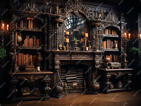 premium photo  photography  classical wooden library insane detail