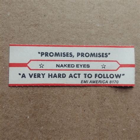 Naked Eyes Promies A Very Hard Act To Follow Jukebox Strip Record 45 Rpm 7 Ebay