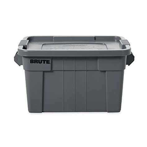 Rubbermaid Commercial Brute Tote Storage Bin With Lid Gallon Gray