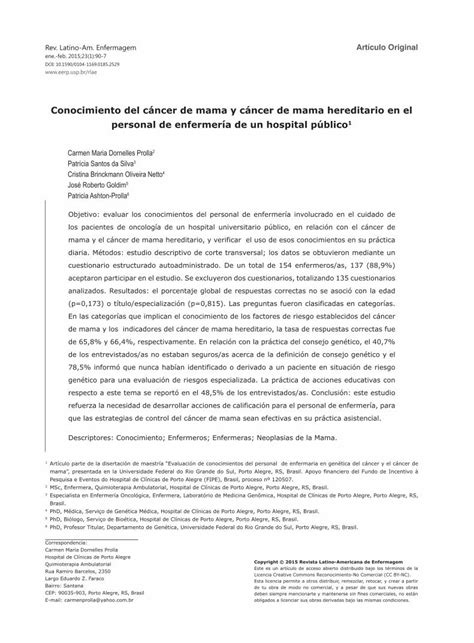 PDF Conocimiento del cáncer de mama y cáncer de mama PDF filede