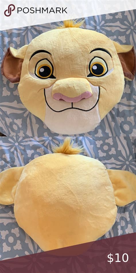 Disney Store Official Lion King Simba Pillow Plush Face Head Cushion In