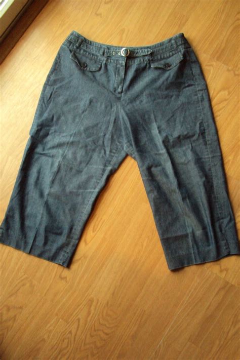 Womens Larry Levine Petite Stretch Capri Cropped Dark Wash Chino Jeans