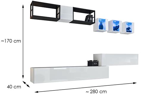 Switch Met III Regal LED 280x40x170 Beli Visoki Sjaj Emmezeta Webshop