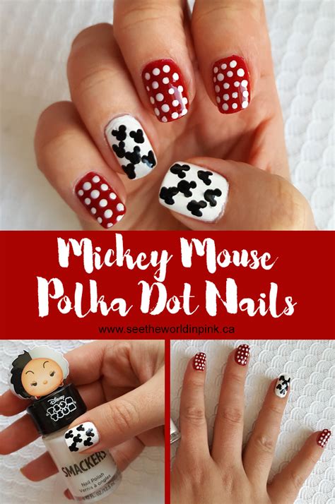 Disney Manicure Monday Mickey Mouse Polka Dot Nail Art See The