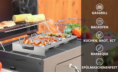 Onlyfire 3er Set Grillpfännchen für Gasgrill Edelstahl BBQ