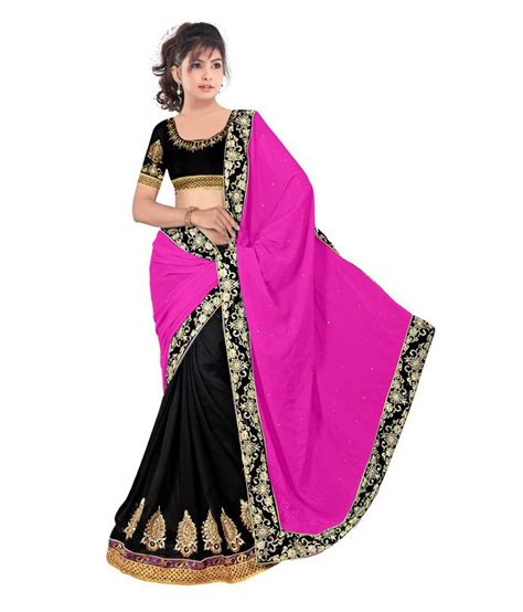 Shree Hari Sarees Pink Faux Georgette Saree Buy Shree Hari Sarees