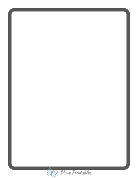 Printable Dark Gray Rounded Medium Line Page Border