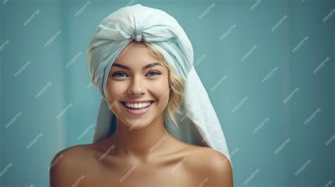 Premium Photo Spa Skin Care Beauty Woman Wearing Hair Towel After