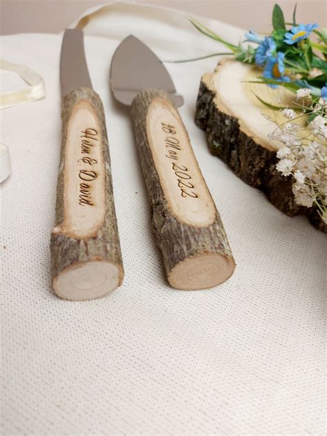 Cake Cutting Set Wedding Rustic wedding Knife and Cake Server - Etsy