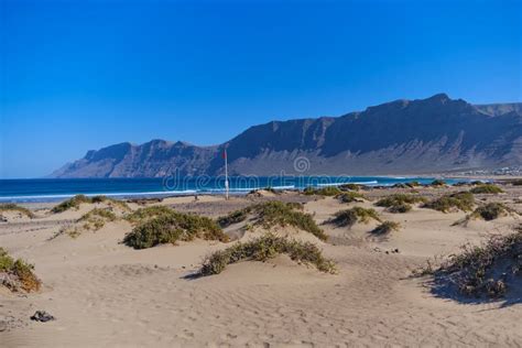 Well Known Famara Beach In Lanzarote Famous For Surfing And Kiting