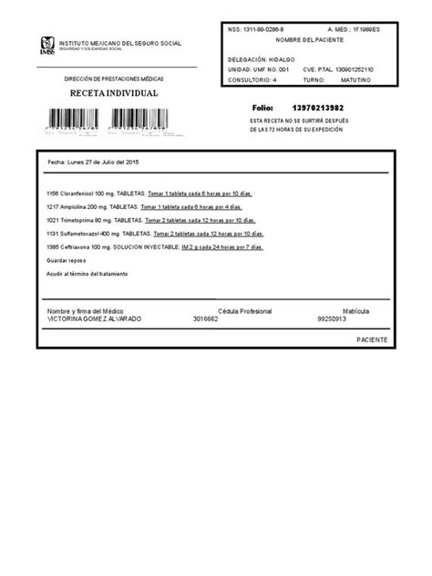 Receta Medica Pdf Editable MIDE