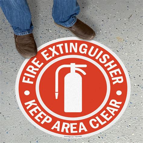 Smartsign “fire Extinguisher Keep Area Clear” Anti Slip Adhesive