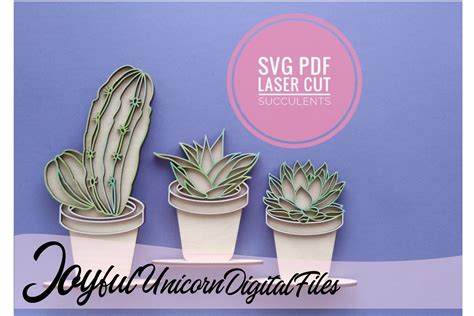 Succulents Svg Laser Cut File Graphic By Joyfulunicorn · Creative Fabrica