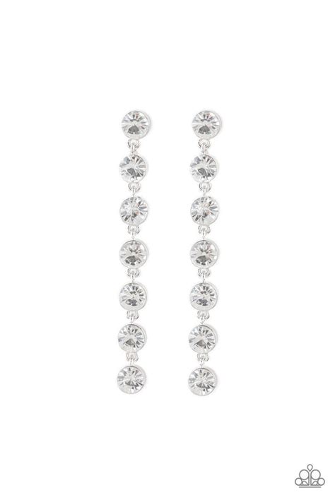 Paparazzi Dazzling Debonair White Rhinestones Earrings