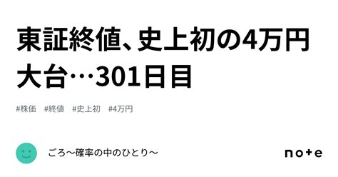 東証終値、史上初の4万円大台301日目｜ごろ～確率の中のひとり～