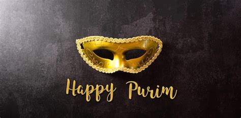 Feliz Purim Conceito De Decora O De Carnaval Feito De M Scara Dourada