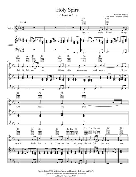 Holy Spirit Sheet music for Piano, Voice (other) (Piano-Voice-Guitar) | Musescore.com