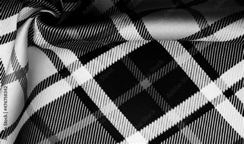 Plaid Fabric Black And White Colors Scottish Motifs In This Fabric