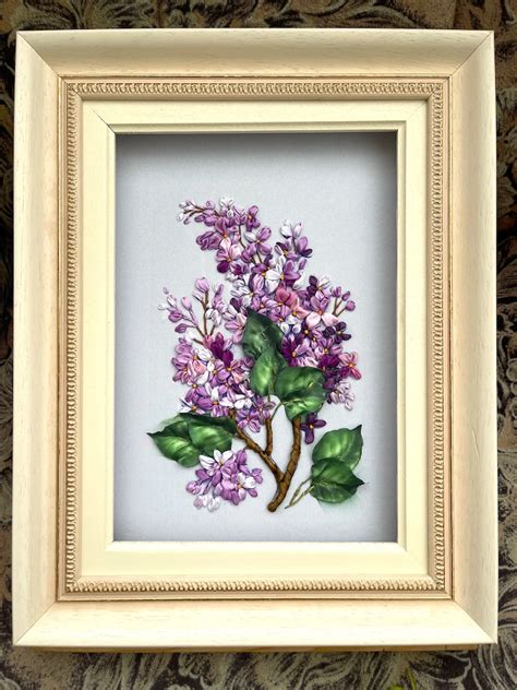 Branch Of Lilac Embroidery With Silk Ribbons Etsy