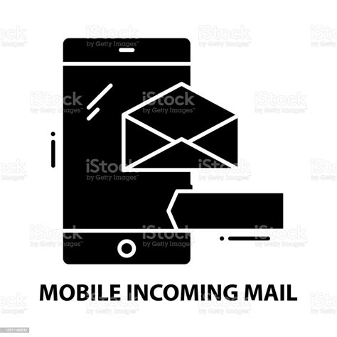 Mobile Incoming Mail Icon Black Vector Sign With Editable Strokes