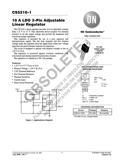 Cs On Semiconductor Regulator Hoja De Datos Ficha T Cnica