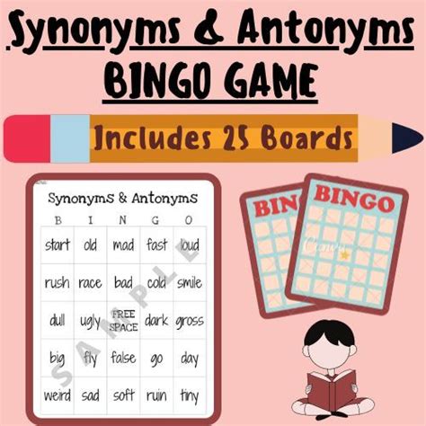 Synonyms And Antonyms Fun And Interactive Ela Grammar Bingo Game Th