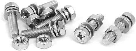 Uxcell M X Mm Stainless Steel Phillips Hex Head Bolts Nuts W