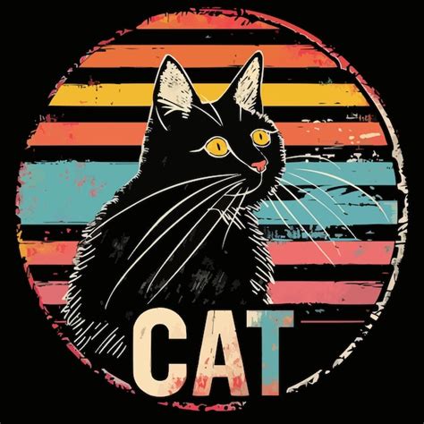 Premium Vector Vintage Retro Cat Circle Tshirt Design