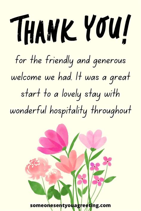 Say thank you to someone with these thank you for your hospitality ...