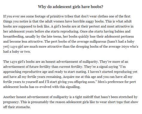 Teenage Girls Have Evolved Boobs To Signal To Men That They Re Ready To Start Having Sex R