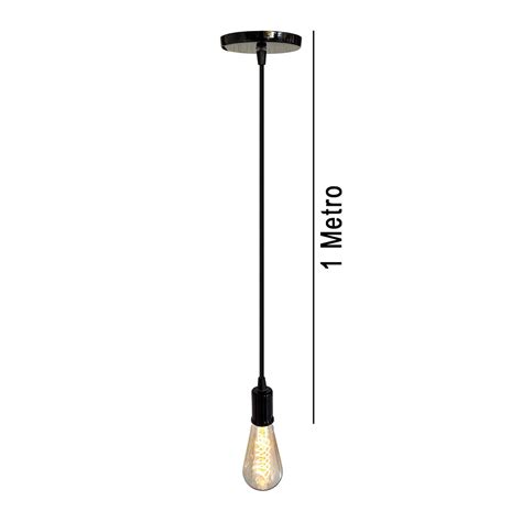 Luminária de Teto Pendente Simples Preto Retrô Soquete E27 Elo7