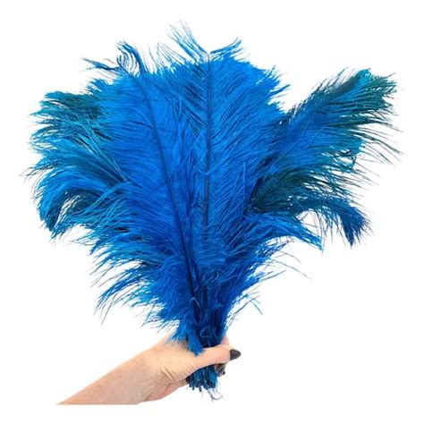 Plumas Avestruz Tipo Palito G Ideal P Trajes De Carnaval Cor Azul