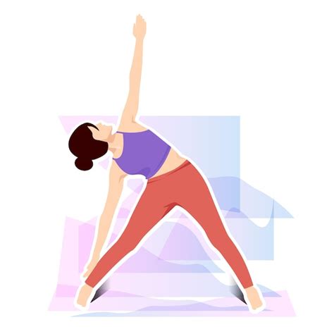 Premium Vector Triangle Pose Utthita Trikonasana Woman Practicing