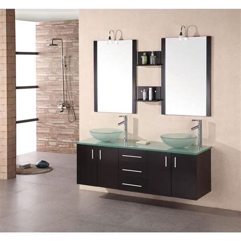 Design Element Portland 61 In Espresso Double Sink Bathroom Vanity With