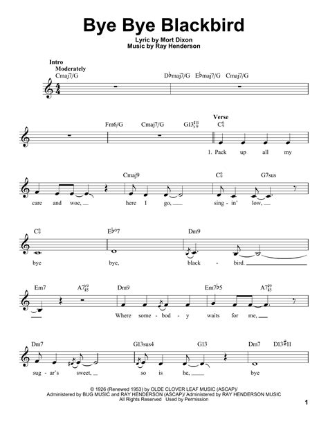 Bye Bye Blackbird Pro Vocal Print Sheet Music Now