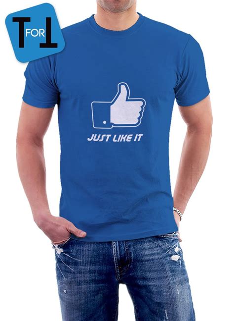 Facebook Just Like It T Shirt Bleu Pour Les Inconditionnels De Fb