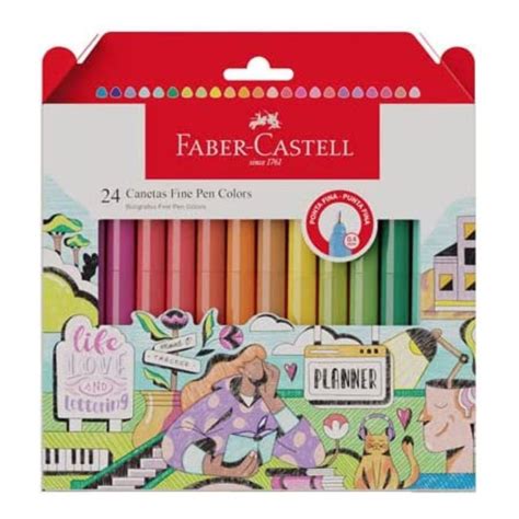 Caneta Fine Pen Faber Castell Kit Cores Papelaria Art Pel